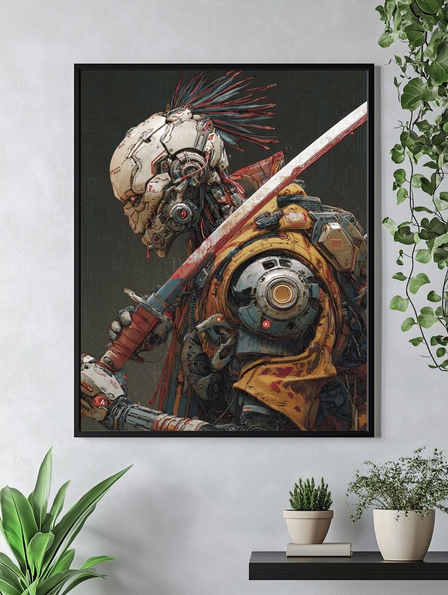Cybernetic Warrior — Digital Art Print. — room view 4