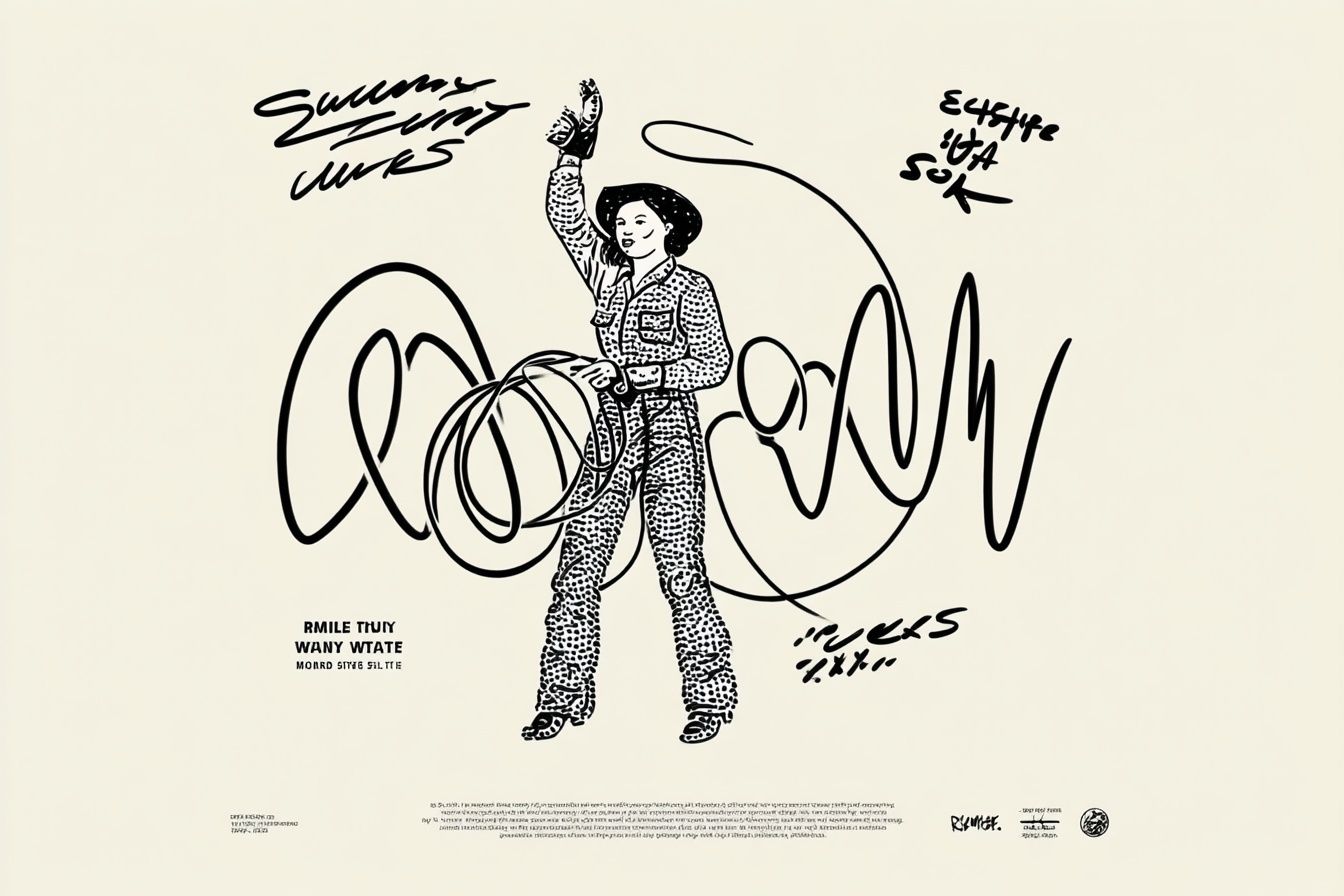 Cowgirl with Lasso — Illustration Print. poster detail