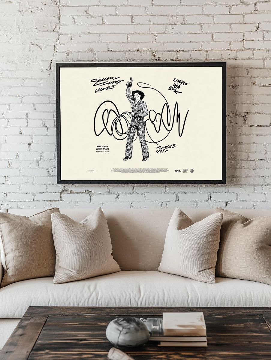 Cowgirl with Lasso — Illustration Print. — room view 1