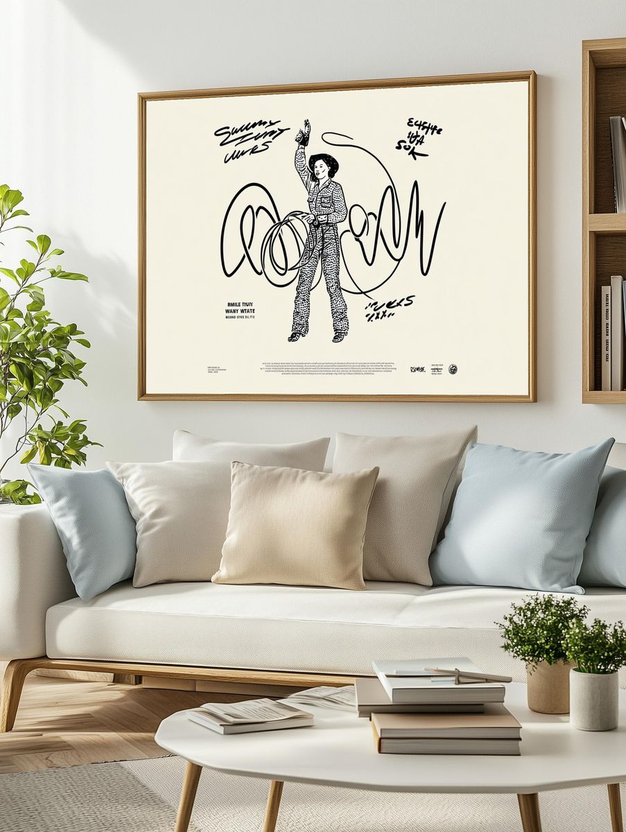 Cowgirl with Lasso — Illustration Print. — room view 2