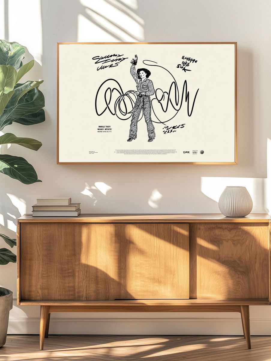 Cowgirl with Lasso — Illustration Print. — room view 3