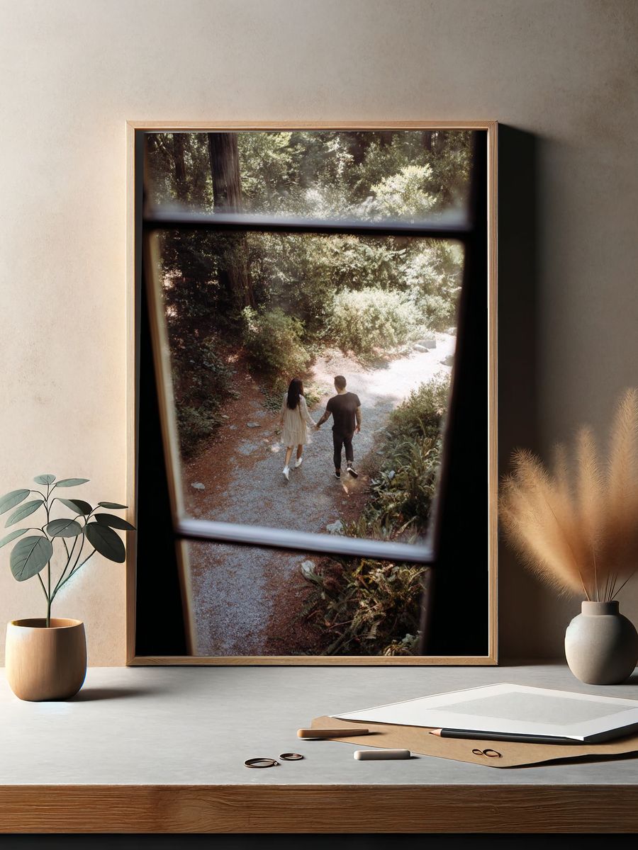 Couple Walking in Nature — Photography Print. — room view 2