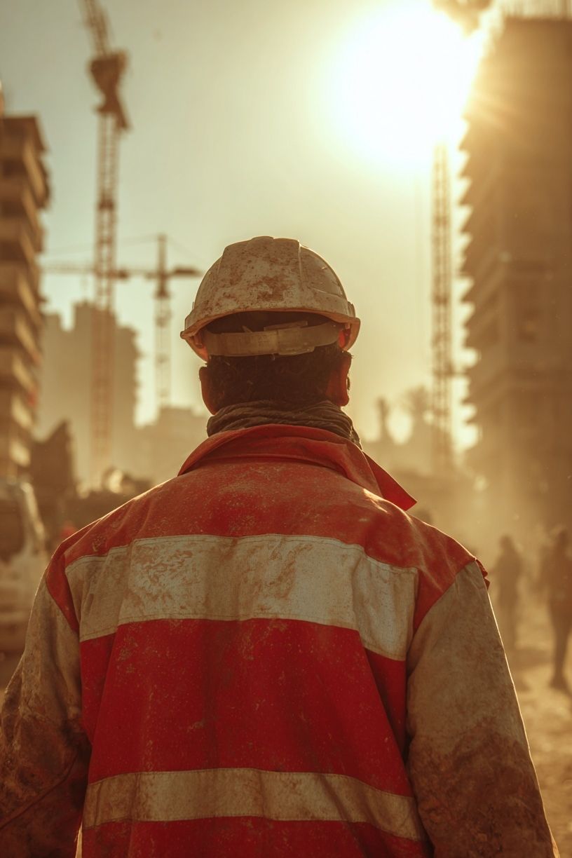 Construction Worker at Sunrise Photography Poster. poster — photography art