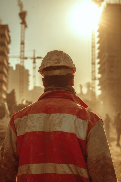 Construction Worker at Sunrise Photography Poster. poster print