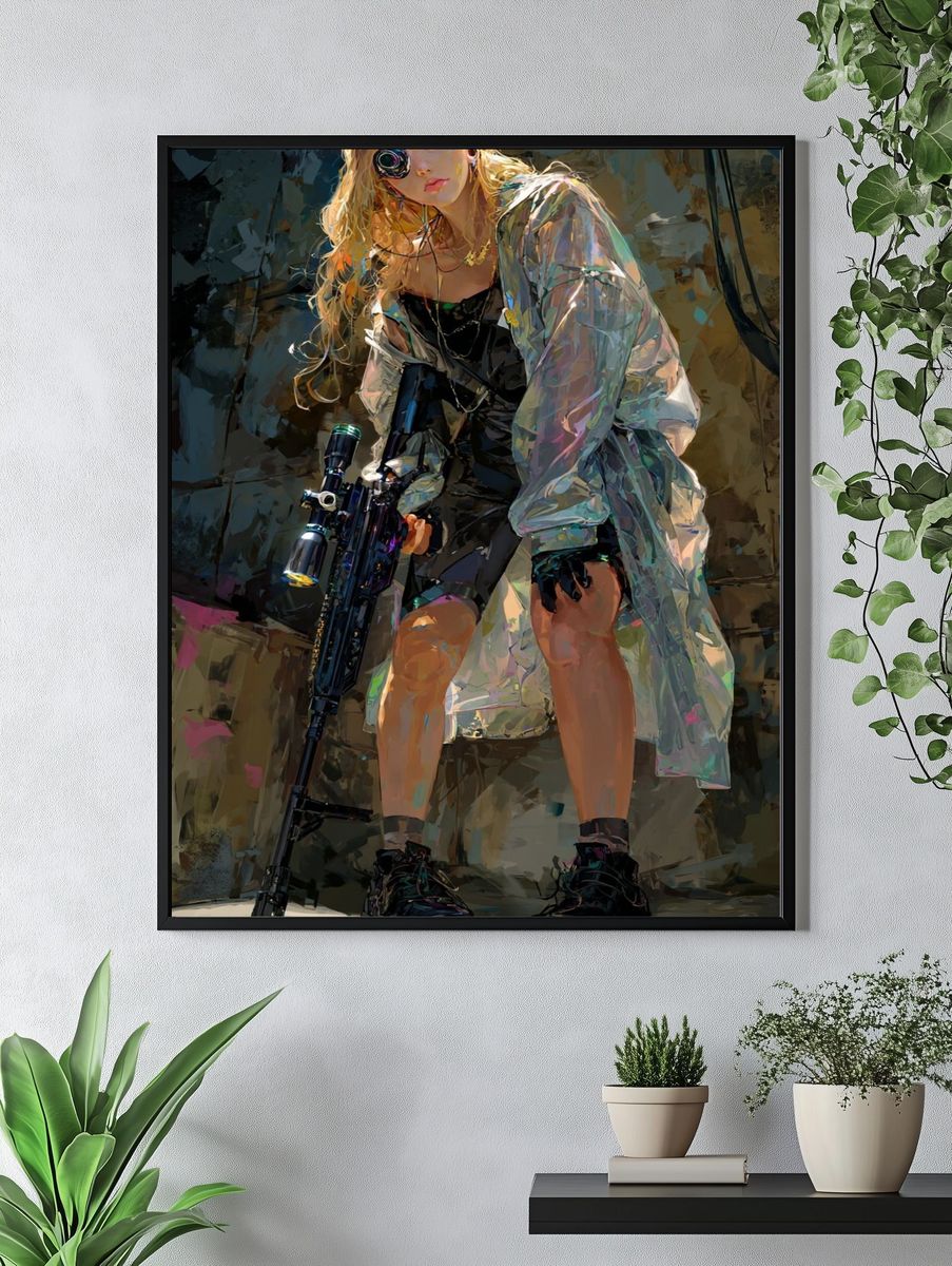 Cyberpunk Warrior — Digital Art Print. — room view 4