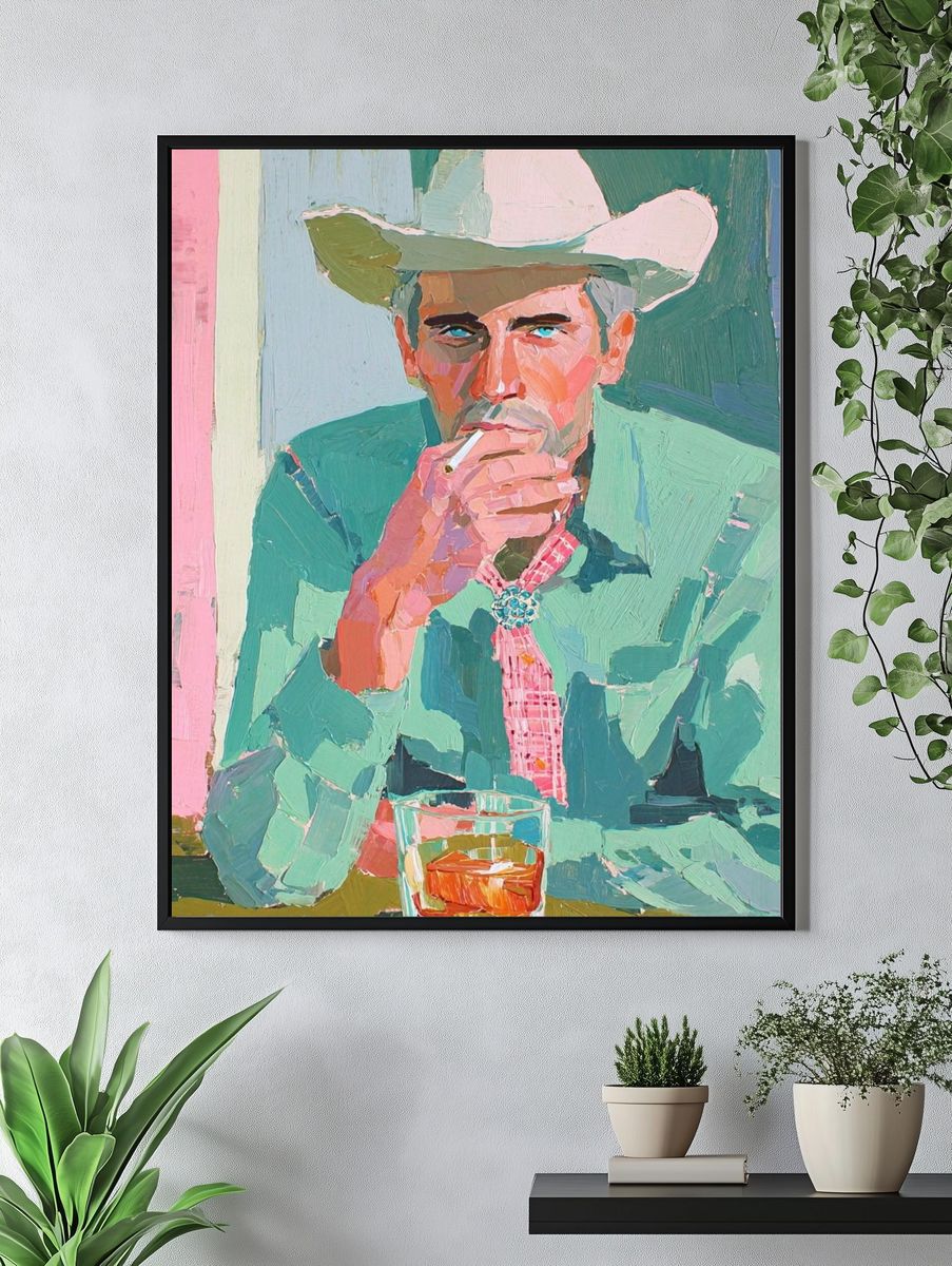 Cowboy Portrait Pop-Art Print. — room view 4