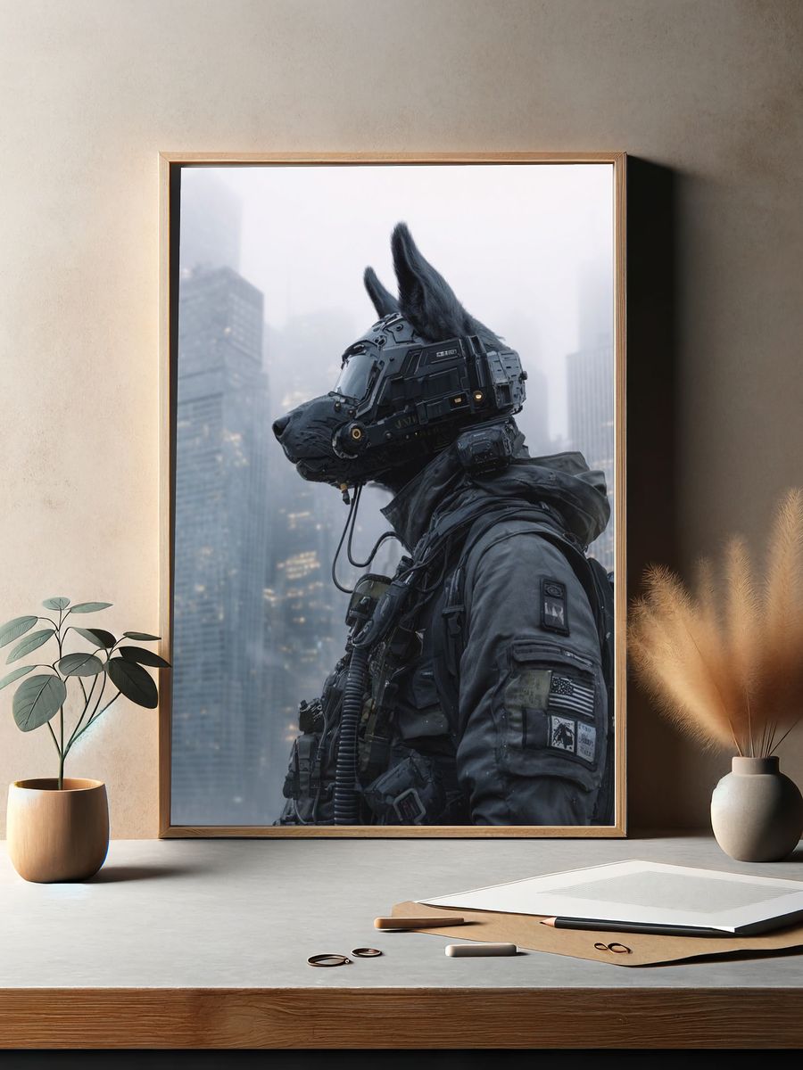 Cyber Wolf Soldier Sci-Fi Poster. — room view 2
