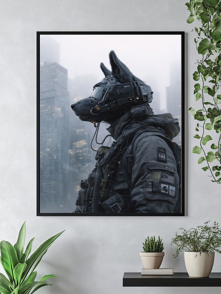Cyber Wolf Soldier Sci-Fi Poster. — room view 4