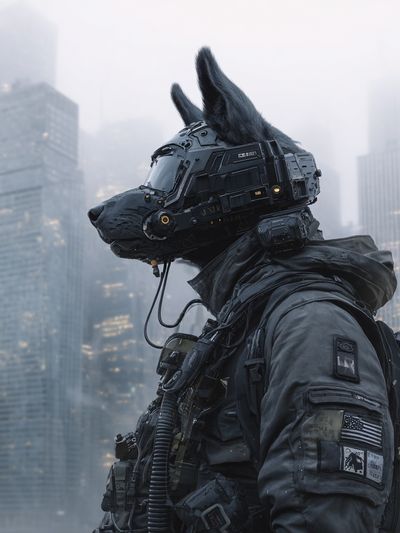 Cyber Wolf Soldier Sci-Fi Poster. poster