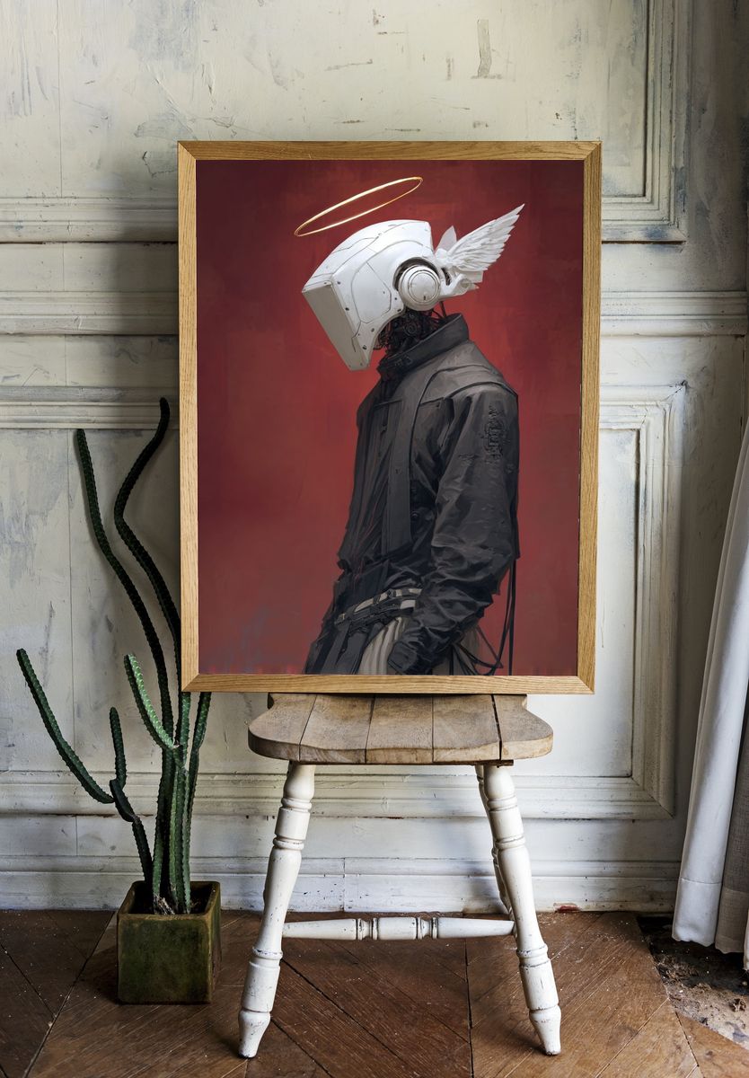 Cyber Angel Portrait Print. — room view 1