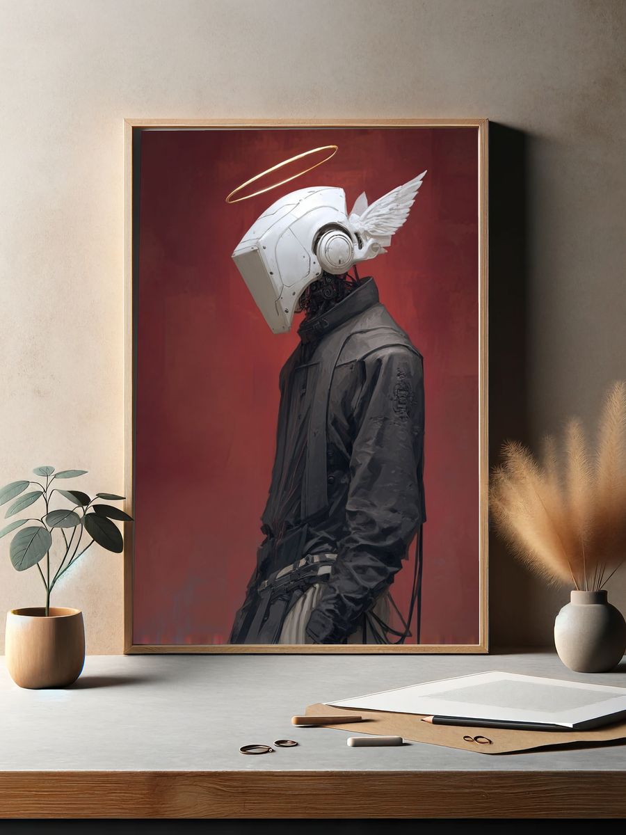 Cyber Angel Portrait Print. — room view 2