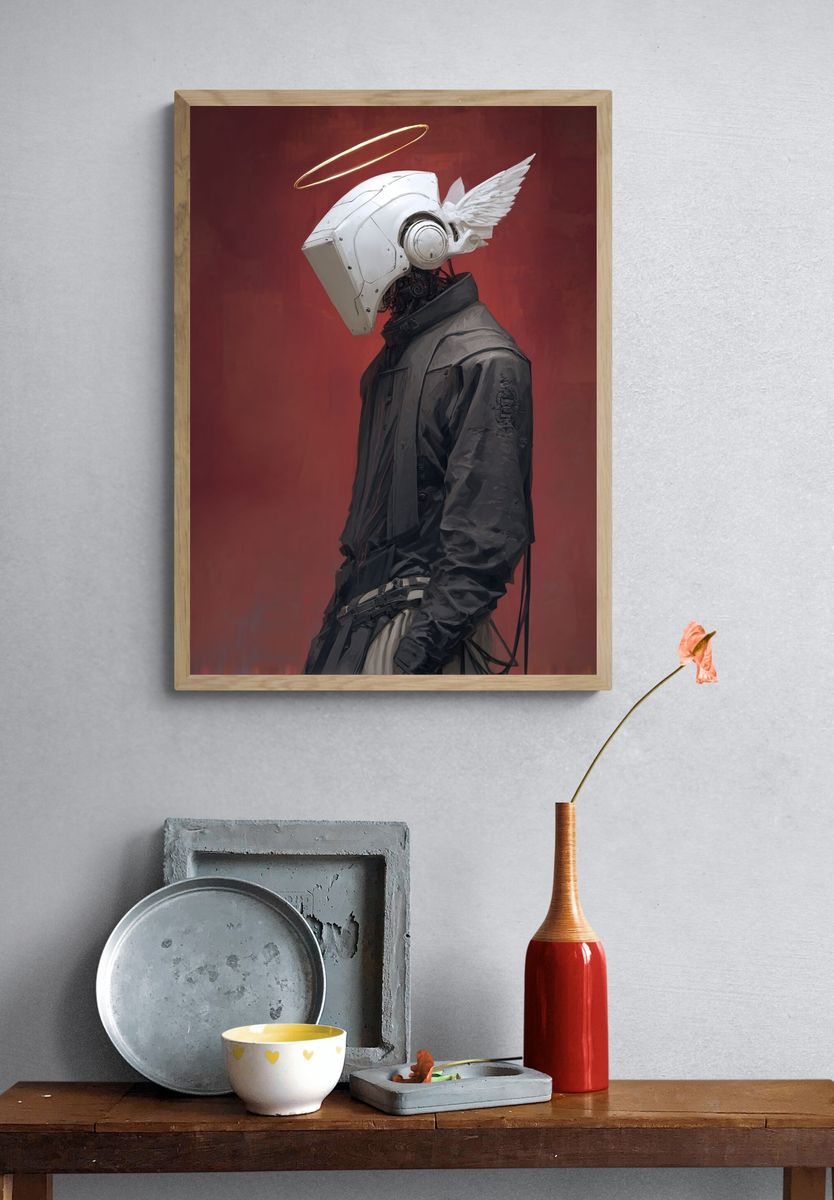 Cyber Angel Portrait Print. — room view 3