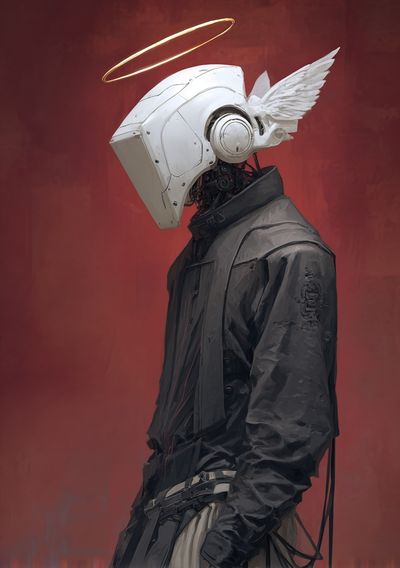 Cyber Angel Portrait Print. poster print