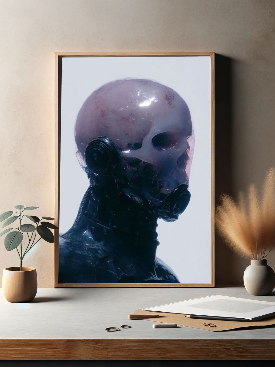 Cyberpunk Robot Portrait Print. — room view 2