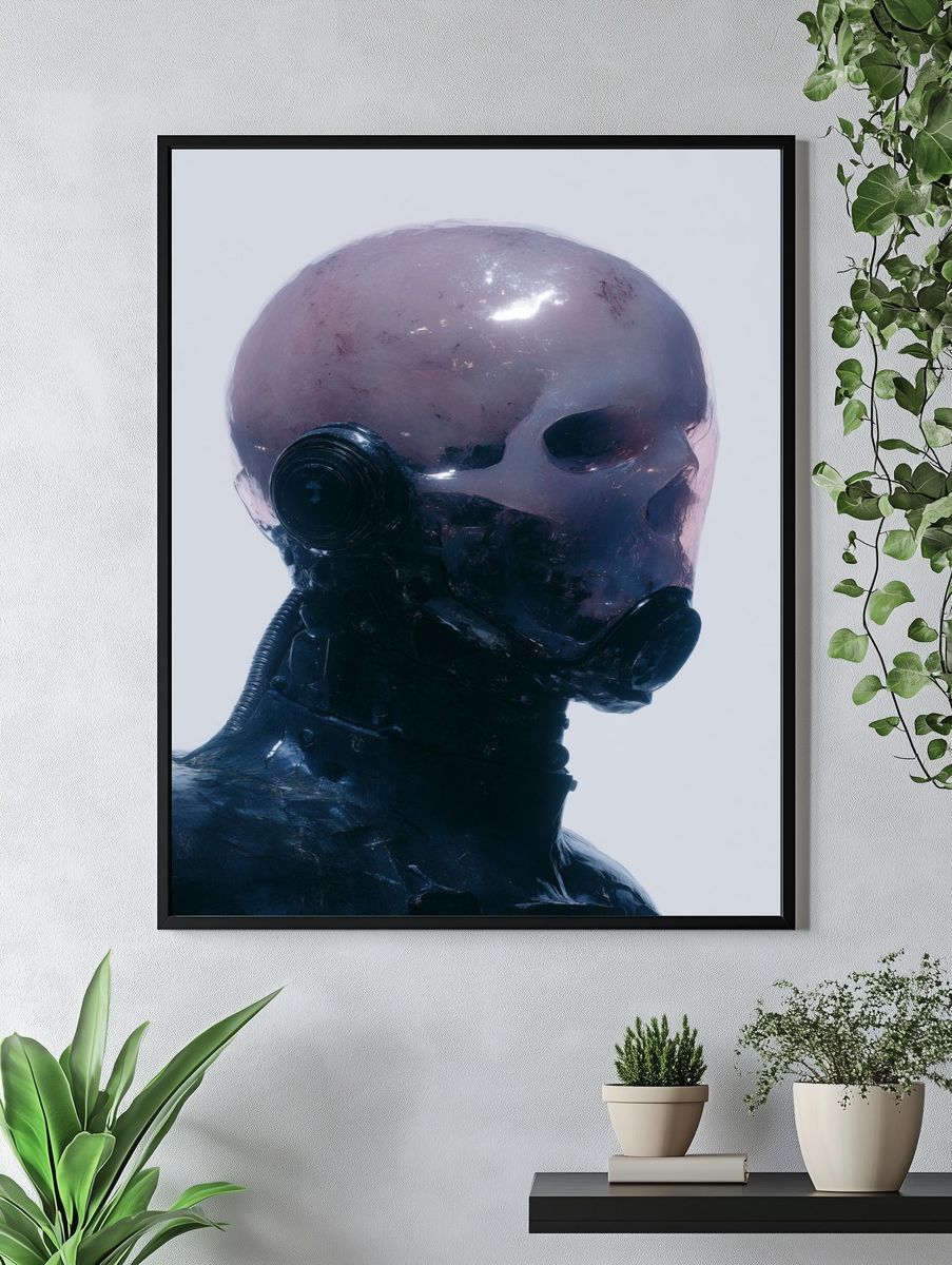 Cyberpunk Robot Portrait Print. — room view 4