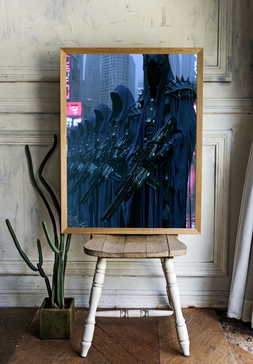 Cyberpunk Hooded Guards Poster. room preview