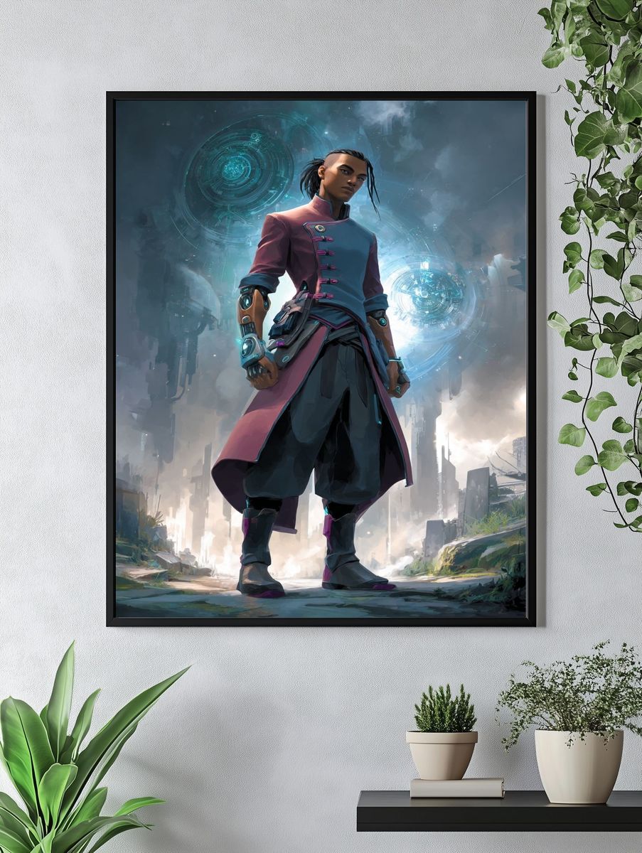 Cyberpunk Warrior Digital Art Poster. — room view 4