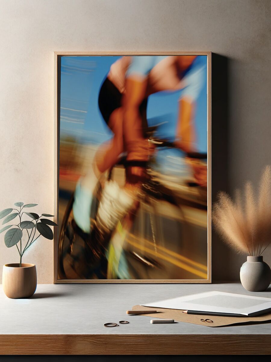 Cyclist in Motion — Photography Print. — room view 2