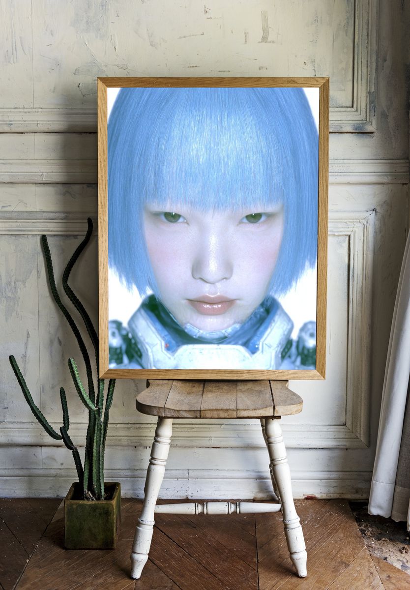 Futuristic Cybernetic Portrait Poster. — room view 1