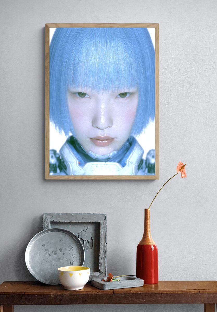 Futuristic Cybernetic Portrait Poster. — room view 3