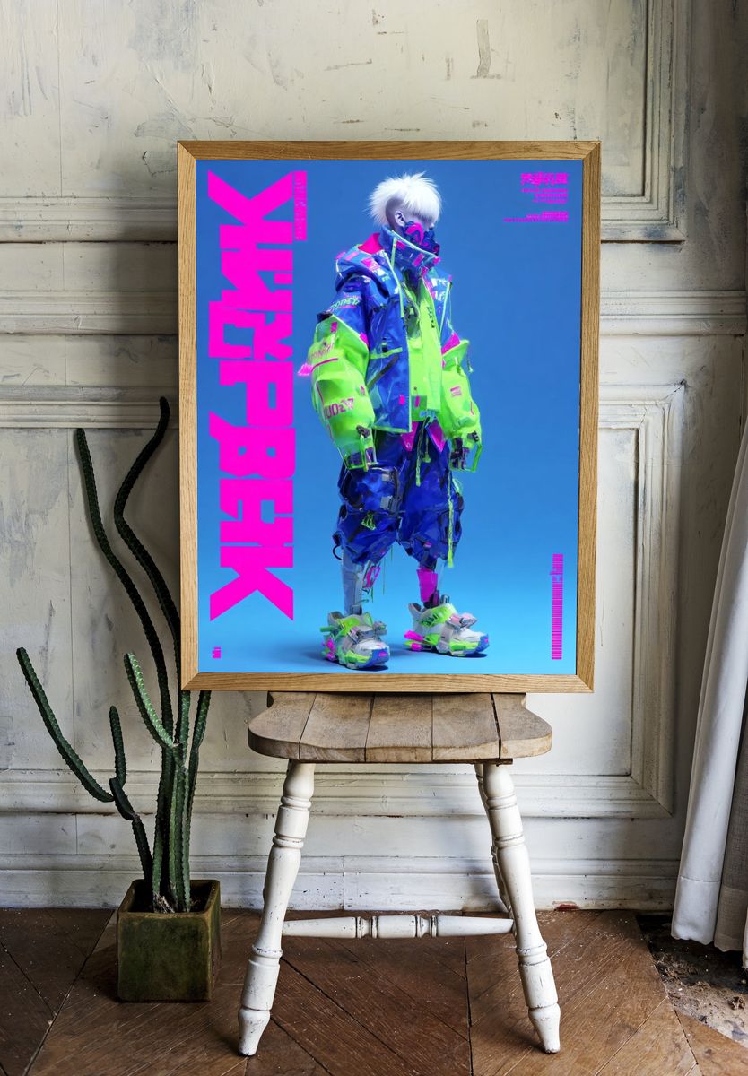 Futuristic Cyberpunk Fashion Poster. — room view 1