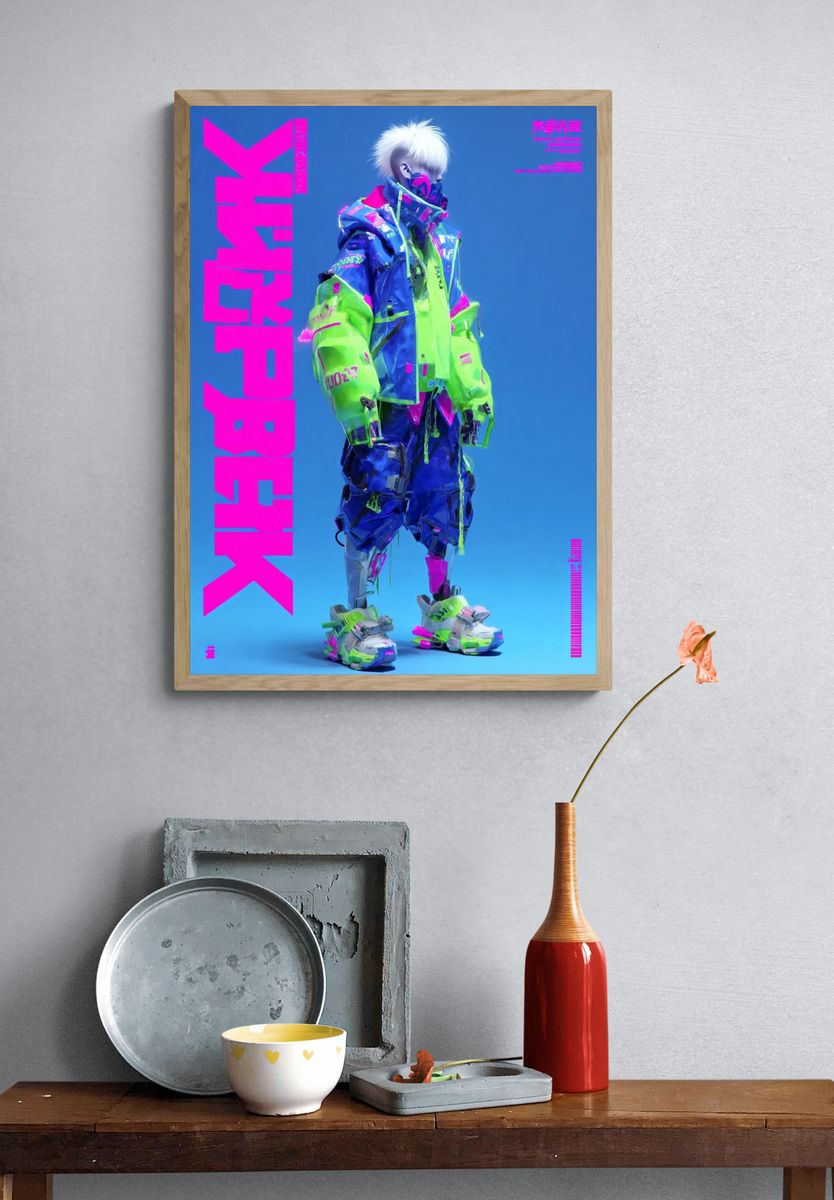 Futuristic Cyberpunk Fashion Poster. — room view 3