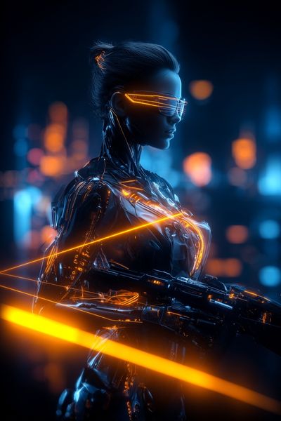 Futuristic Cyberpunk Warrior Poster. poster
