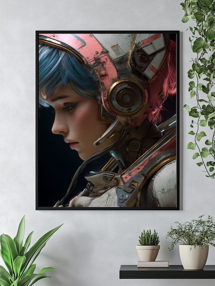Cyberpunk Pilot Portrait Print. — room view 4