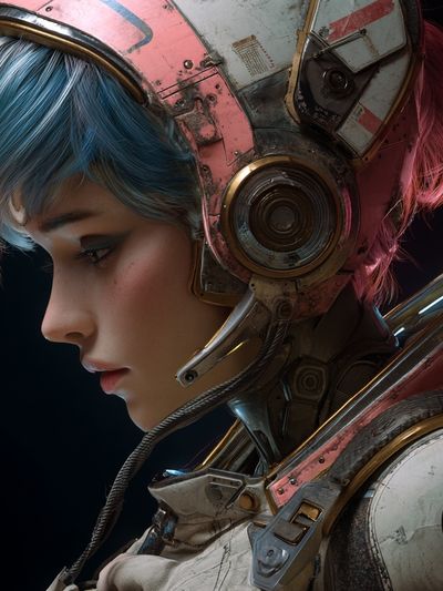 Cyberpunk Pilot Portrait Print. poster print