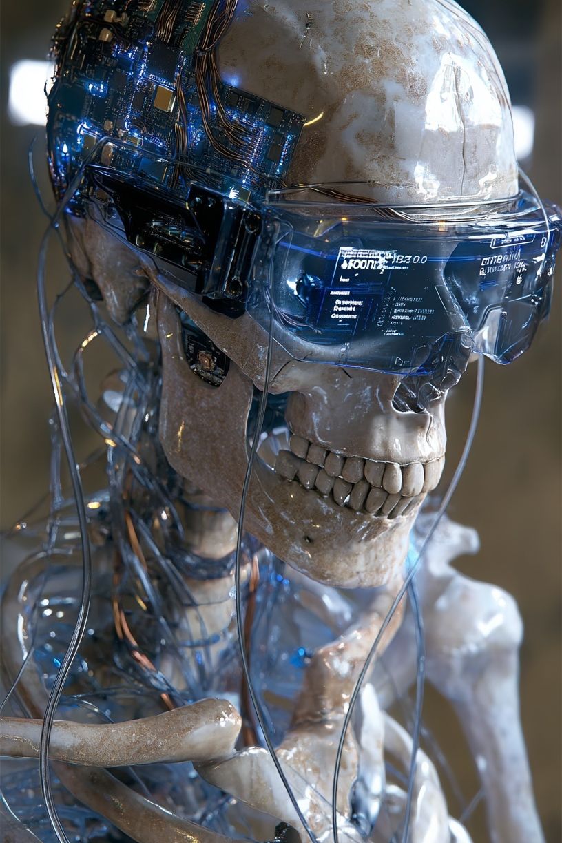 Cybernetic Skeleton — Digital Art Print. poster — illustration art