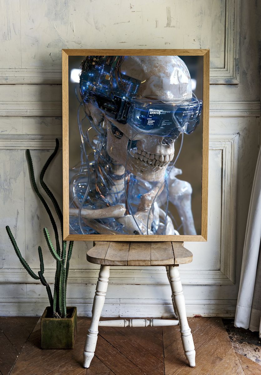 Cybernetic Skeleton — Digital Art Print. — room view 1