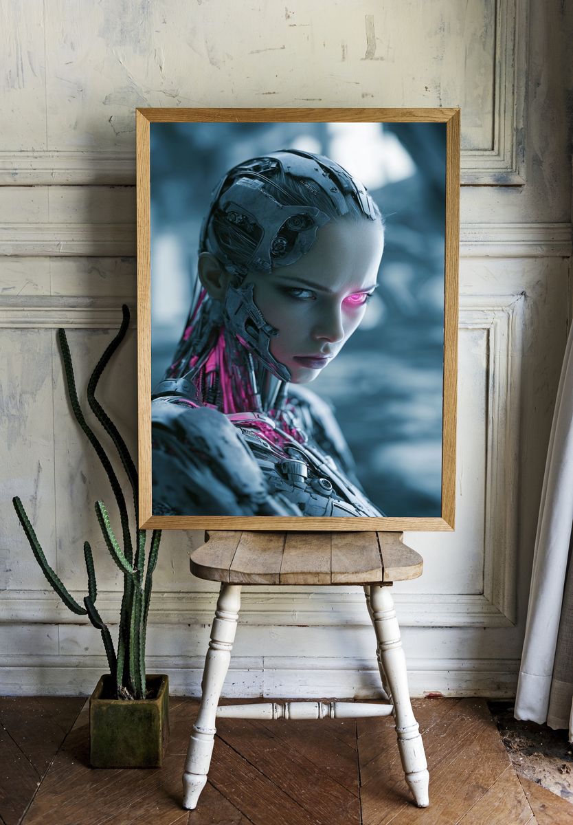 Futuristic Cybernetic Woman — Sci-Fi Print. — room view 1