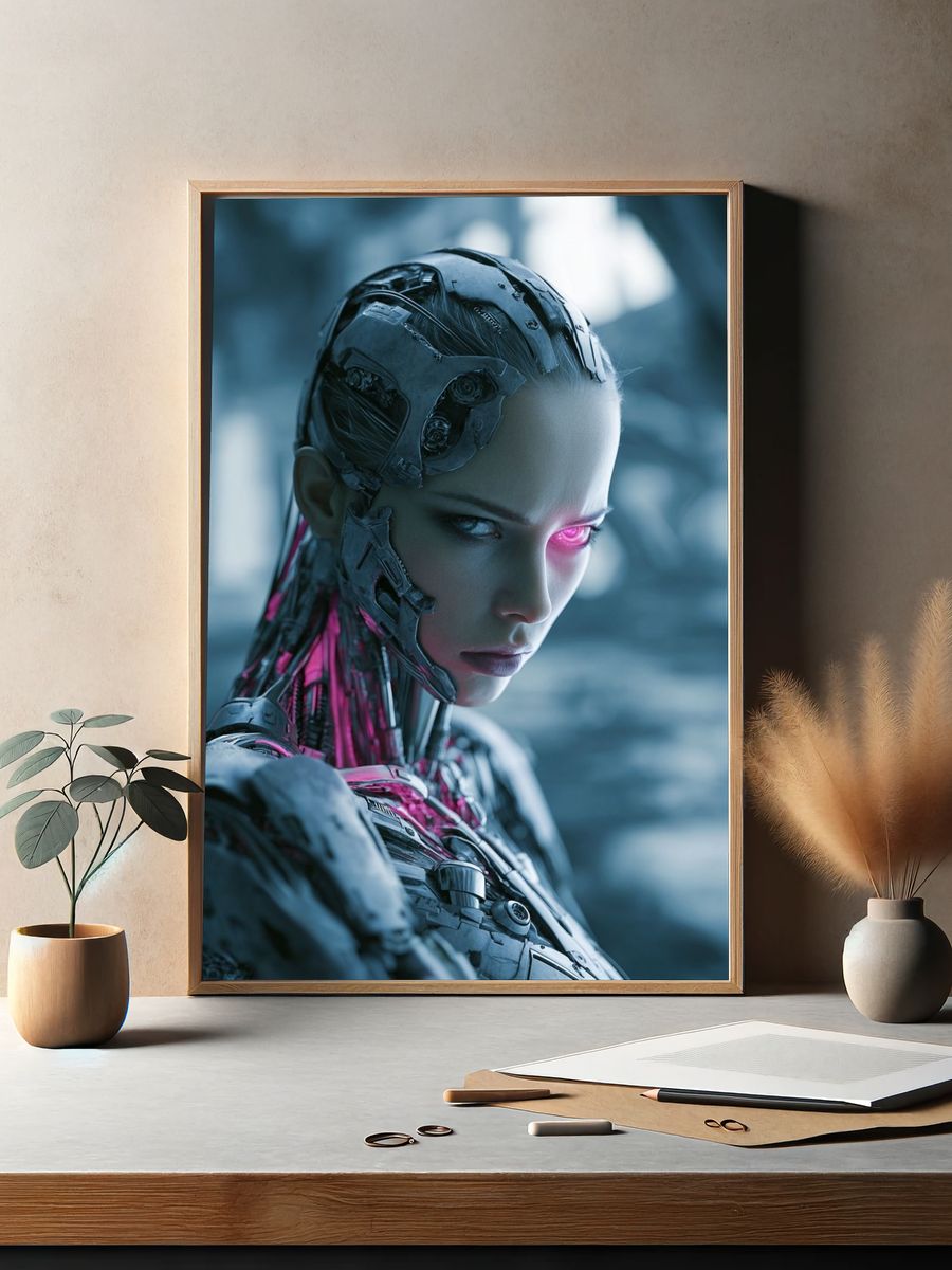 Futuristic Cybernetic Woman — Sci-Fi Print. — room view 2
