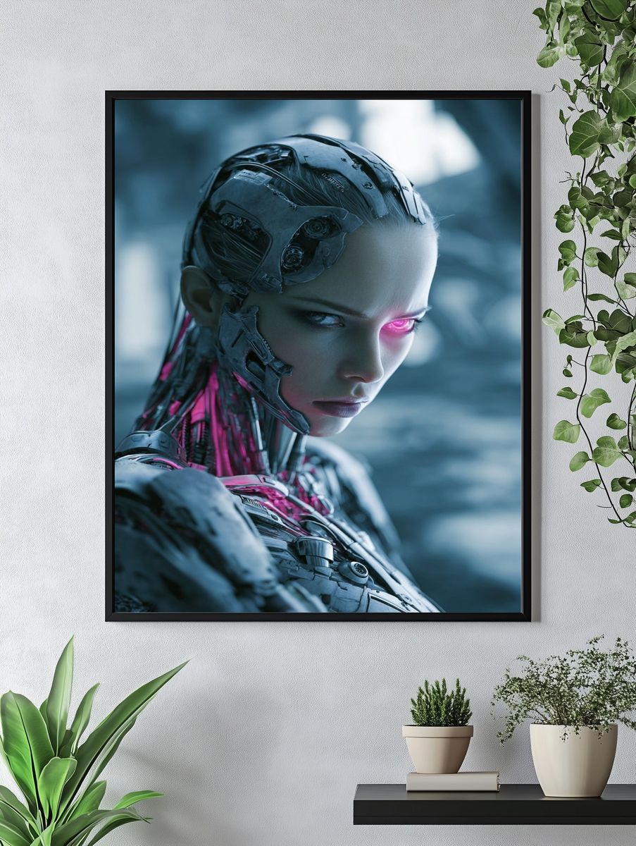 Futuristic Cybernetic Woman — Sci-Fi Print. — room view 4