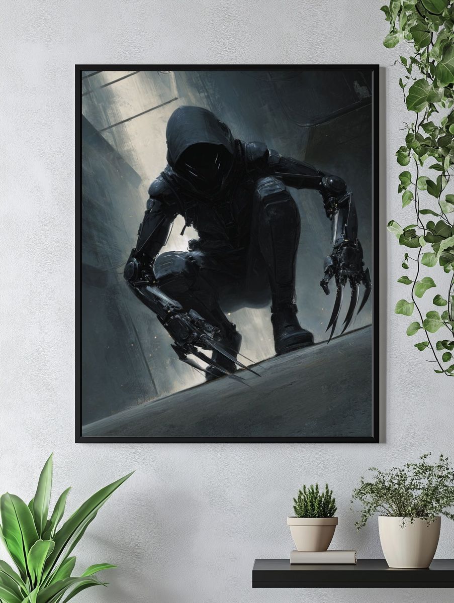 Cybernetic Assassin — Digital Art Print. — room view 4