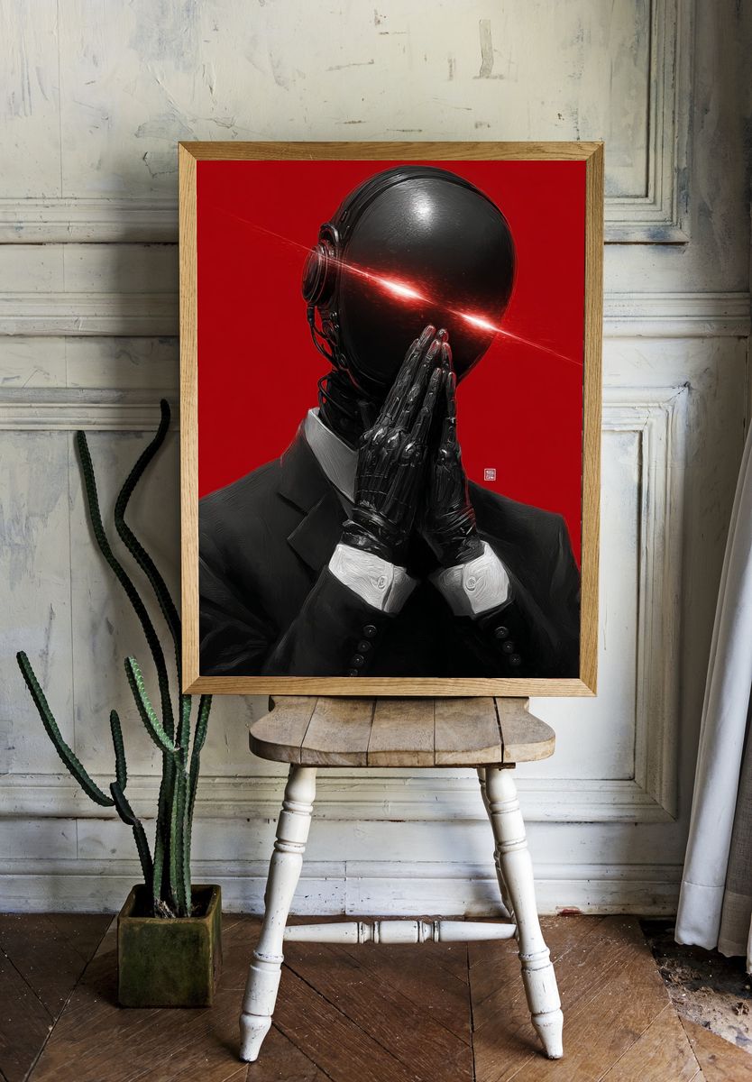 Cybernetic Figure — Digital Art Print. — room view 1