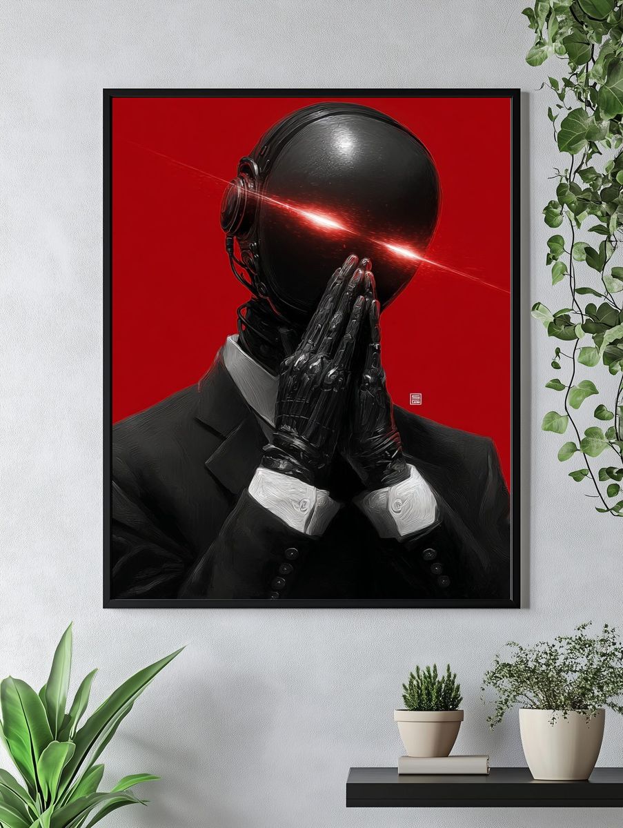 Cybernetic Figure — Digital Art Print. — room view 4