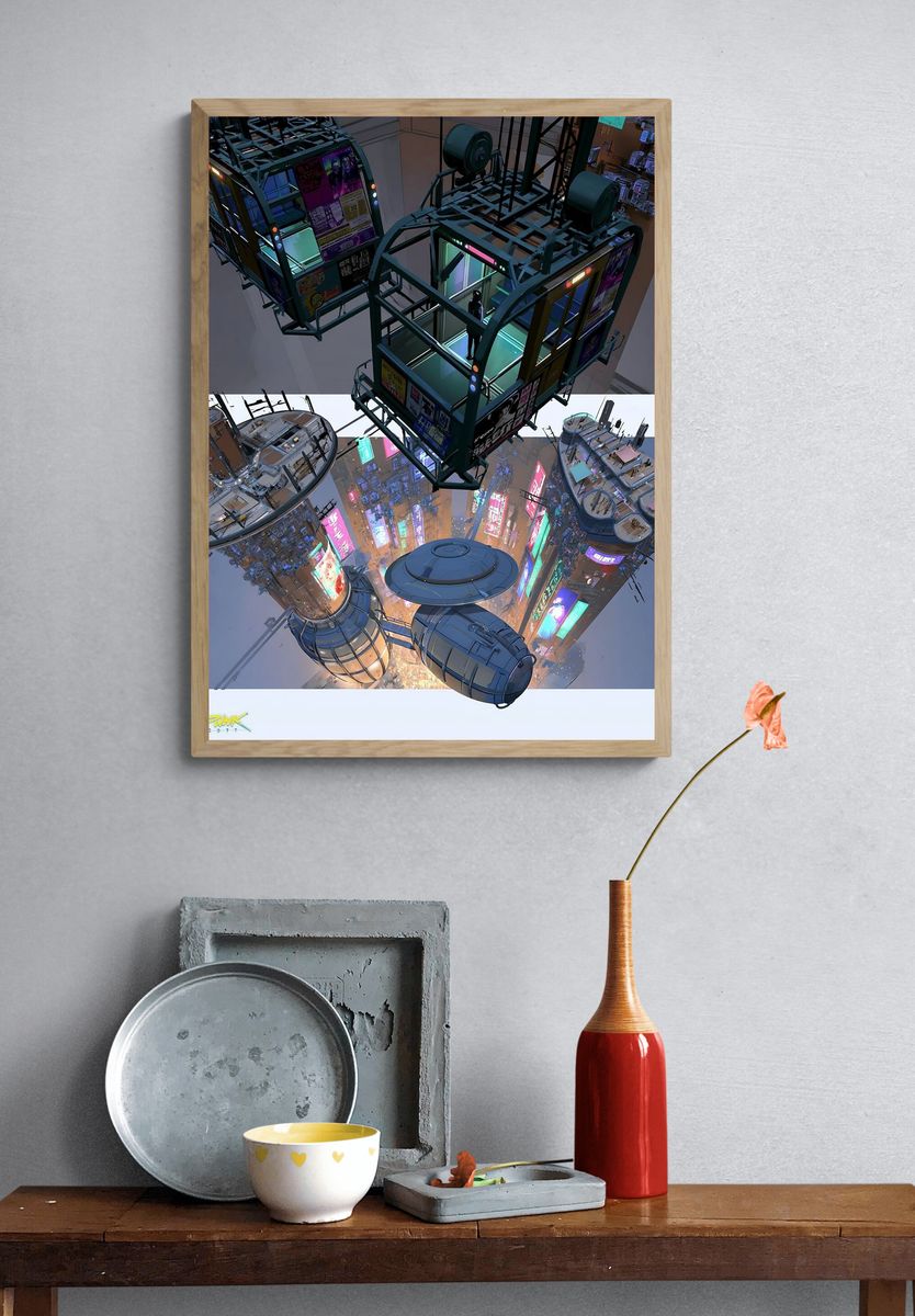 Cyberpunk 2077 Cityscape Print. — room view 3