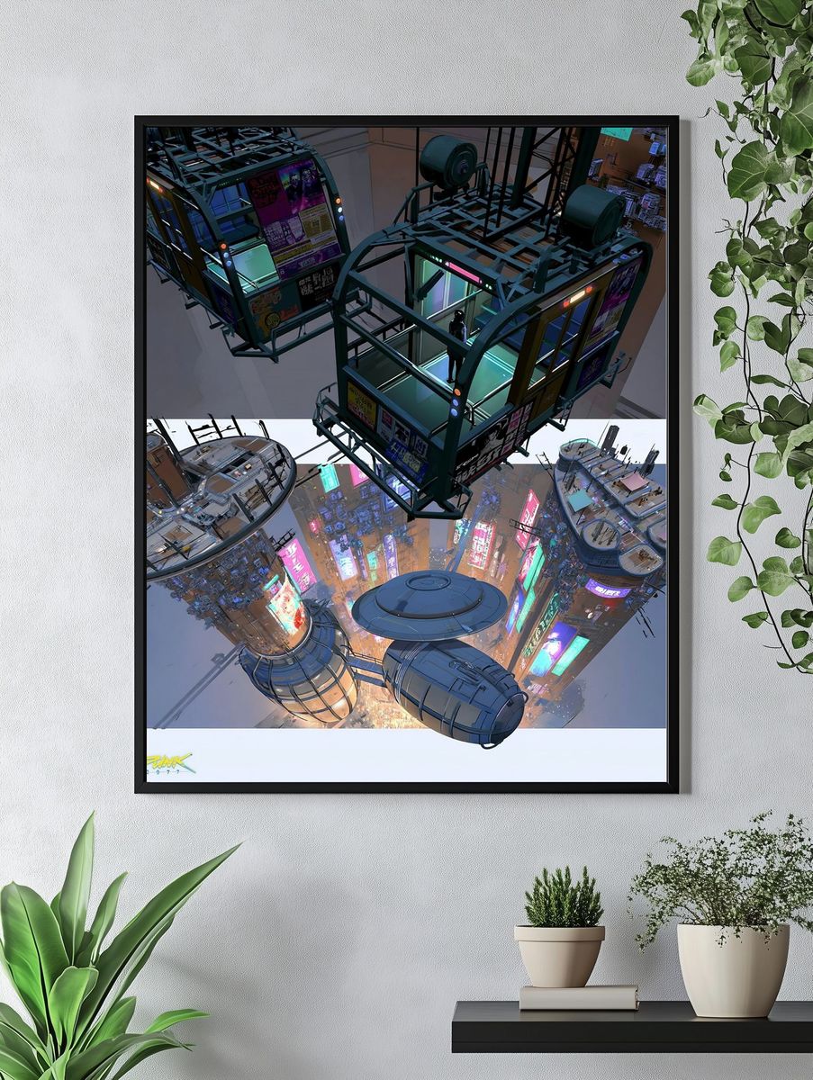 Cyberpunk 2077 Cityscape Print. — room view 4