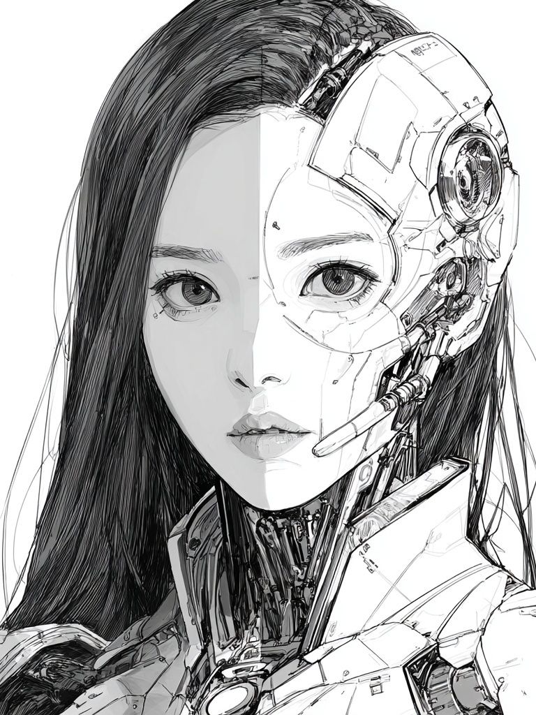 Cybernetic Woman — Digital Art Print. poster — illustration art