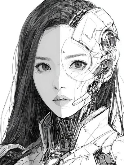 Cybernetic Woman — Digital Art Print. poster print