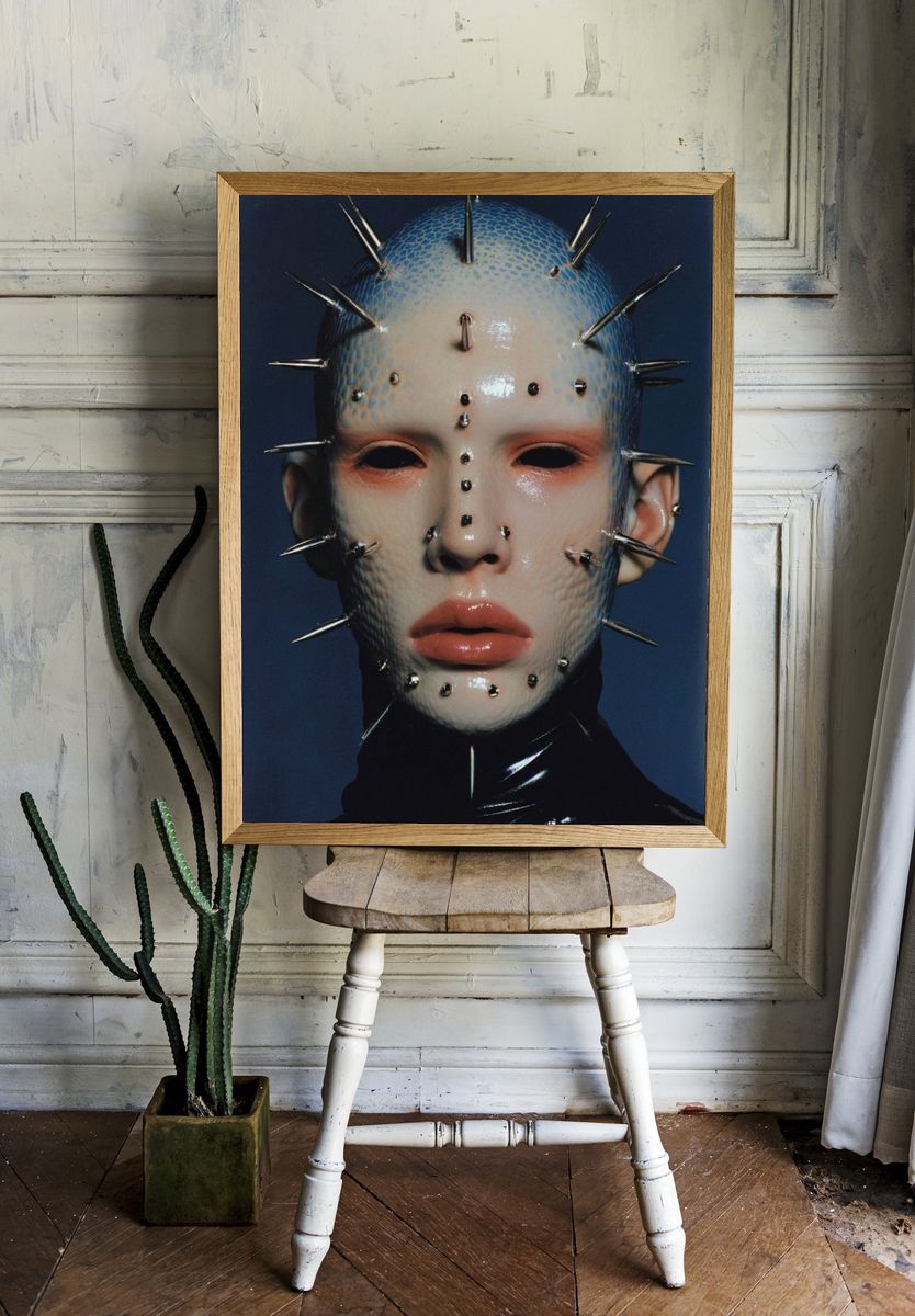 Cyberpunk Pierced Portrait Print. — room view 1