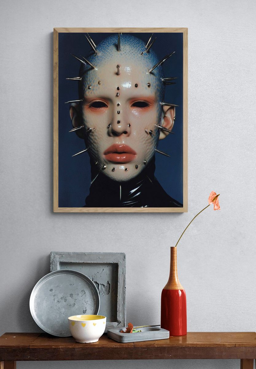 Cyberpunk Pierced Portrait Print. — room view 3