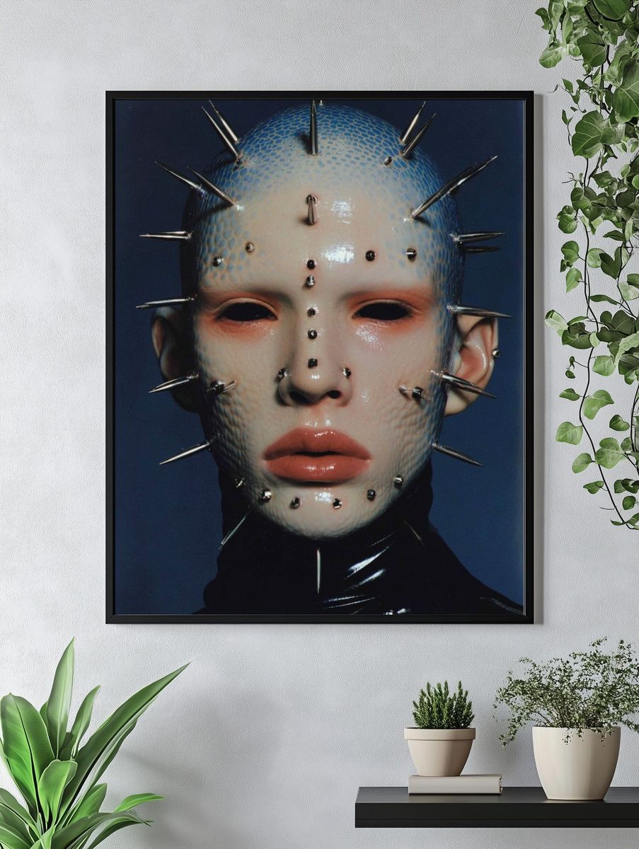 Cyberpunk Pierced Portrait Print. — room view 4