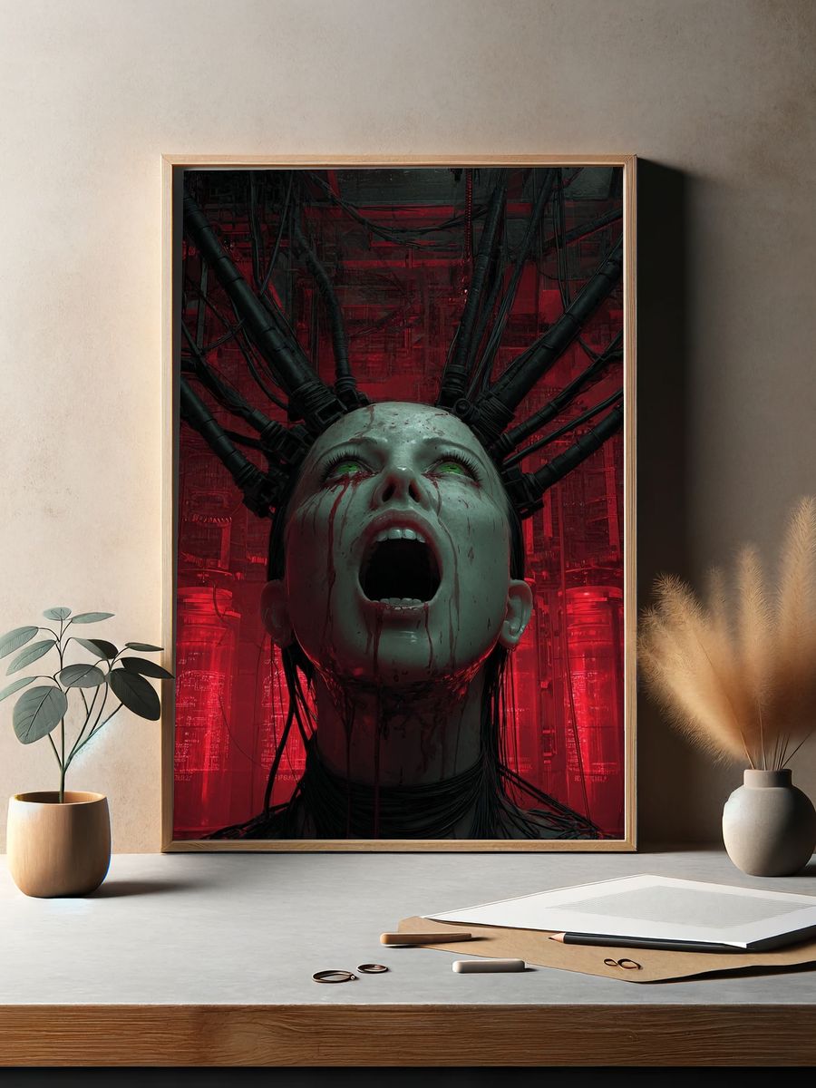 Cybernetic Horror — Digital Art Print. — room view 2