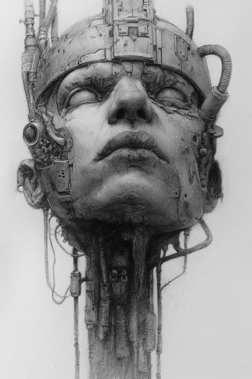 Cybernetic Head — Fine Art Print. poster — fine-art art