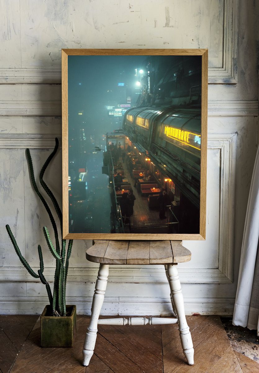 Cyberpunk City Terrace Poster. — room view 1
