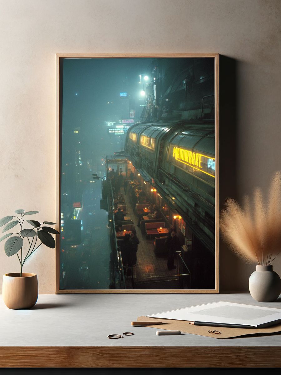 Cyberpunk City Terrace Poster. — room view 2