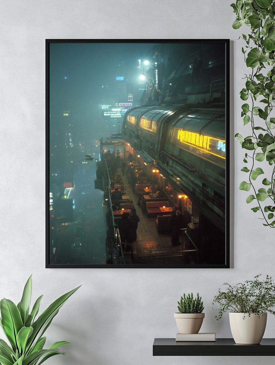 Cyberpunk City Terrace Poster. — room view 4