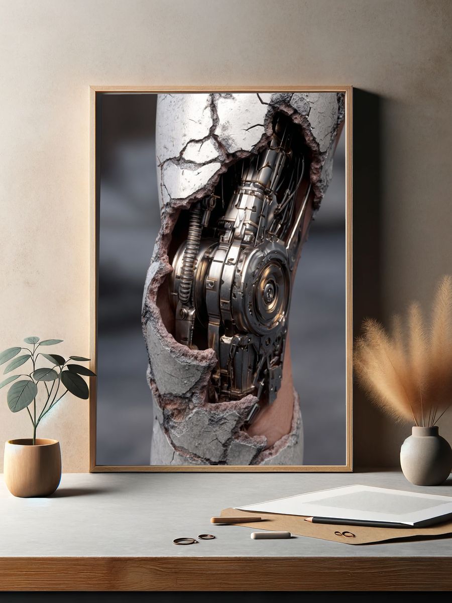 Cyborg Arm Surrealism Poster. — room view 2